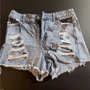 Fashion Nova Light Blue Distressed Jean Shorts